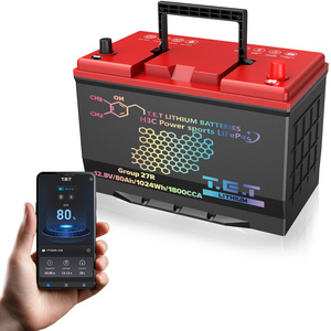 Baterai Starter Mobil Isi Ulang T.E.T 12V 80Ah LiFePO4 (LFP) - Dilengkapi Bluetooth Model Grup 27 Garansi 2 Tahun 300A Kontinu - Product Image 1