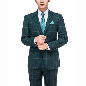 <span class=keywords><strong>Blazer</strong></span> pour <span class=keywords><strong>homme</strong></span> Fashion Pilot en tissu TR, <span class=keywords><strong>bleu</strong></span> violet à grands <span class=keywords><strong>carreaux</strong></span>, revers cranté, simple boutonnage - Product Image 2