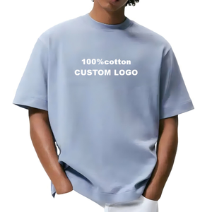 Camiseta Personalizada para Hombre, 100% Algodón, Tejida, Casual, de Lujo, Cuello Redondo, Lisa, Estilo Urbano, Talla Grande - Product Image 1