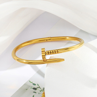 Bracelet ouvert en acier inoxydable plaqué or 18 carats PVD imperméable Mirawell, avec strass géométriques, couleur or, bracelet tendance