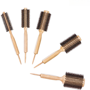 Beauty Salon Natural Large Wooden Mixed Boar Bristle Hair <strong>Round</strong> <strong>Brush</strong> - Product Image 2