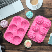 Moule à pâtisserie en silicone de haute qualité à 6 cavités en forme de rose, moule à chocolat pour gâteau de lune Buddy, outil de cuisine, outils à gâteau