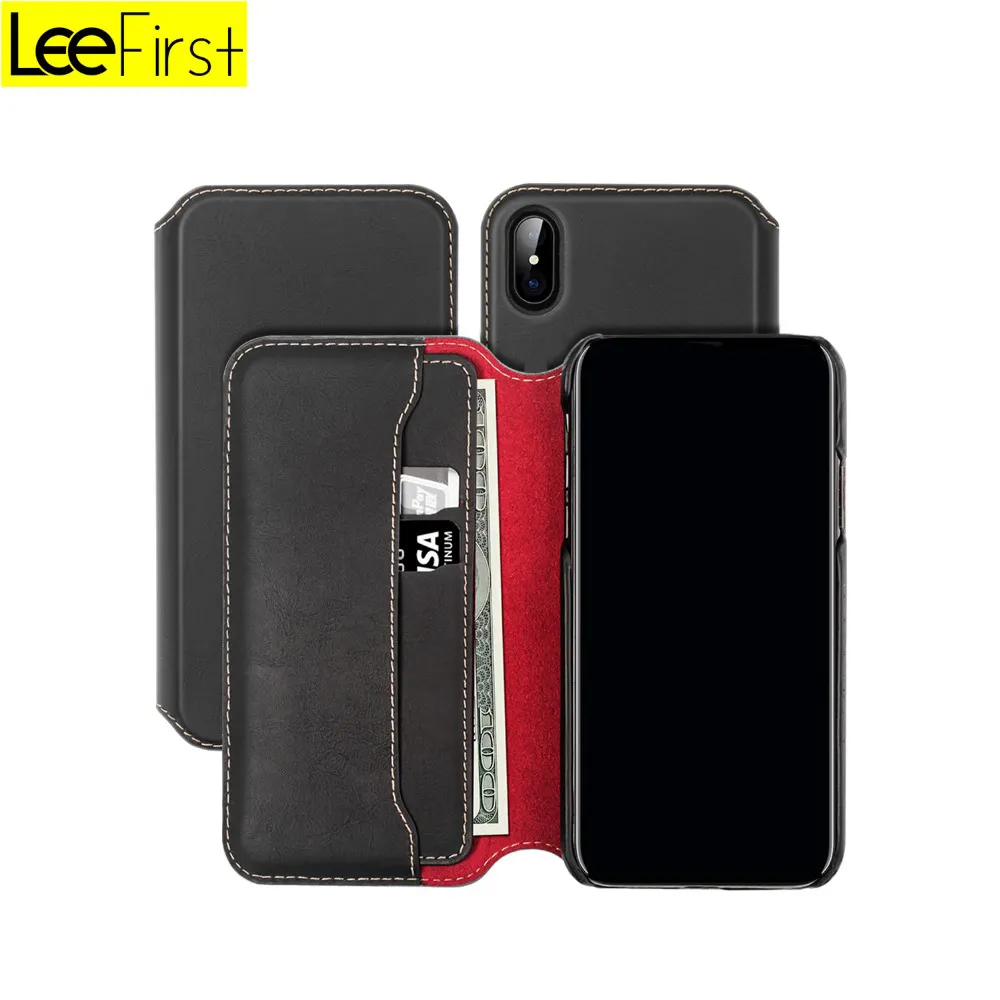Leefirst bestseller PU Leather Case Folio Wallet Case Kaarten Slots Voor iPhone X