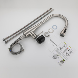 Robinet de <span class=keywords><strong>cuisine</strong></span> extractible chaud/froid en acier inoxydable gris anthracite, design moderne, rotation à 360 degrés, vente en gros - Product Image 5