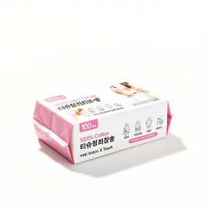 Soton X Touch 100% Cotton Tissue Pads 100 <b>Sheets</b> Soft Absorbent For Daily Skin Care All Skin Types - Product Image 2