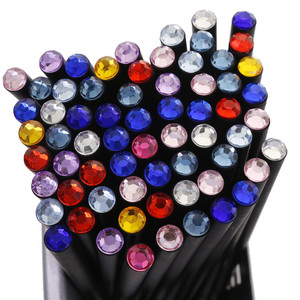 Bois noir personnalisé de 7 pouces # Lot de 2 crayons HB couleurs assorties Diamant/Cristal – Promotion pour filles et femmes – Crayons standard estampillés - Product Image 6