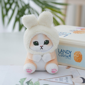 Großhandel Mini-Neustil Kaninchen Katze Plüsch-Schlüsselanhänger gefüllte Tiere für Kindergeschenke Plüsch-Hai Kaninchen Katze Schlüsselanhänger - Product Image 6