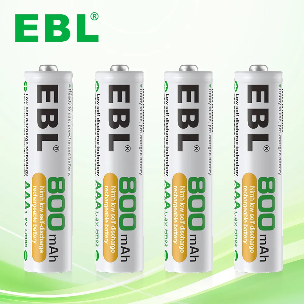 China Supply EBL NIMH 1.2V Size AAA 800mah Rechargeable Batteries NI-MH Rechargeable Battery