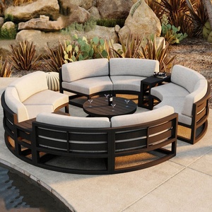 BILIDO Luxury Metal <strong>Frame</strong> <strong>Wooden</strong> Sectional <strong>Sofa</strong> Outdoor Aluminum Furniture Round Patio <strong>Sofa</strong> Outdoor Furniture Round Garden <strong>Sofa</strong> - Product Image 1