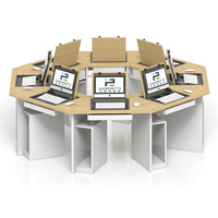 Meuble de laboratoire Bureau d'ordinateur à cadre en bois Table à écran rabattable intelligente Bureau d'ordinateur avec support CPU et tiroir