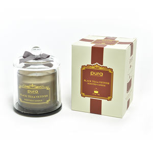 Bougie au thé noir et au vétiver 230g dans un cloche en verre de diamètre… 10,5 cm H. 14 cm - Product Image 1