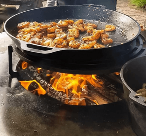 Poêle à <span class=keywords><strong>paella</strong></span> en fonte pré-assaisonnée de grande taille 19 pouces, poêle à frire, grandes poignées en boucle, poêle de camping, plaque à pizza - Product Image 5