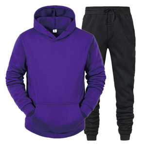 Nuovo stile da uomo felpa con cappuccio autunno inverno alta qualità LOGO di personalizzazione spessa tinta unita Set sportivo OEM - Product Image 4