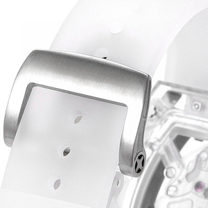 Reloj de Pulsera Transparente con Forma de Barril para Hombre, Correa de Fluororubber Blanca, Lujoso, Elegante, para Uso Diario y Fiestas - Product Image 6