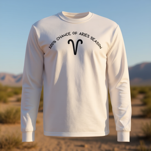 T-shirt à manches longues Aries Season 100 Chance Astrology Design - Product Image 3