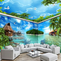 Papel Tapiz Fotográfico 3D Personalizado, Paisaje de Isla de Maldivas, Pintura de Pared para Toda la Casa, Mural de Techo para Sala de Estar
