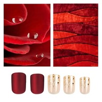 Faux ongles écologiques en ABS à couverture complète, design court, pré-dessinés, couleurs riches, à appliquer avec de la colle