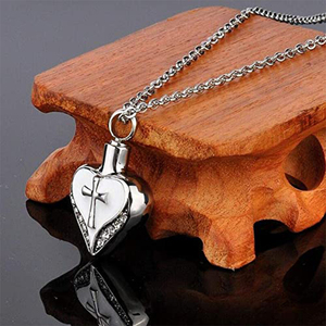 Collar de urna de corazón y Cruz para cenizas, joyería de cremación, recuerdo conmemorativo, colgante, Kit de embudo incluido - Product Image 6