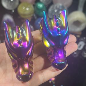 Crânes de dragon électroplaqués bleu-violet de haute qualité en gros, 7 cm, tendance mode, décoration d'intérieur unique pour les fêtes - Product Image 6