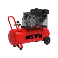 Compresseur d'air portable à essence BISON (CHINE) 110 V, double cylindre, 12 CFM, 5 kW, 6 CV, 100 L, entraînement par courroie