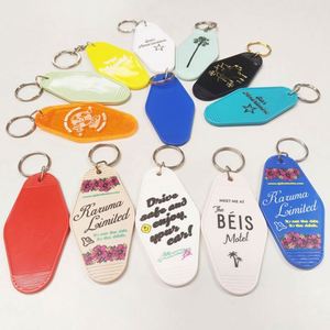 Wholesale <b>Custom</b> logo Promotional Blank Plastic Retro Vintage Motel Hotel Room <b>Keychain</b> - Product Image 4