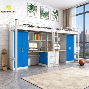 <span class=keywords><strong>Lit</strong></span> superposé en métal moderne pour adolescents et adultes, avec armoire, casier, <span class=keywords><strong>bureau</strong></span> et escalier, idéal pour les dortoirs scolaires, les hôtels et les auberges de jeunesse. - Product Image 1