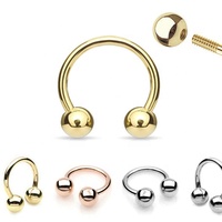 Anneau de piercing en or véritable 14 carats avec filetage interne Lotus, anneau en forme de fer à cheval perlé pour tragus, daith, rook, septum, vente en gros 9k 18k