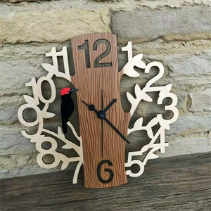 Cổ Điển Mộc Mạc Đất Nước Bằng Gỗ 3D Kỹ Thuật Số Khắc Thân Thiện Với Môi Hollow Thông Tư Cây Thiết Kế Tình Yêu Chủ Đề Đồng Hồ Treo Tường Trang Trí Nội Thất - Product Image 1