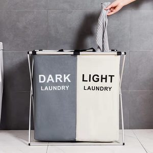 Panier à linge en tissu Oxford, imperméable et pliable, avec 3 compartiments – Vente chaude - Product Image 3