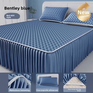 Bingdoudou Driedelige Set Koelmat Zomer <span class=keywords><strong>Bed</strong></span> Rok Stijl Machine Wasbaar Ijs Zijde Latex Zachte Matras Hoezen Beschermers - Product Image 5