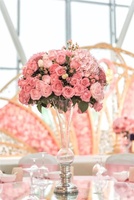 Boule de fleurs colorée de luxe blanche, décoration de mariage, rose artificielle rose et blanche, fleur de gypsophile, centre de table décoratif