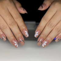 Faux ongles carrés français en acrylique jaune crème mignons, motif nœud, pré-conçus, réutilisables, 10 pièces, fournitures en gros