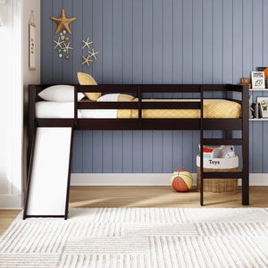 <span class=keywords><strong>Lit</strong></span> jumeau à mezzanine basse pour enfants avec toboggan Cadre de <span class=keywords><strong>lit</strong></span> mezzanine <span class=keywords><strong>junior</strong></span> en bois de pin massif avec toboggan en bois d'ingénierie et échelle intégrée - Product Image 3