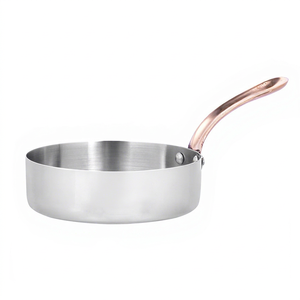 Mini poêle à frire en acier inoxydable avec poignée en laiton, ustensile de cuisine pour grands hôtels et restaurants - Product Image 1
