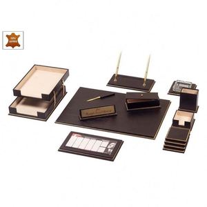 Real Cow Leather <b>Desk</b> Set with 15 Modern Office Accessories Includes Pen Case & <b>Notepads</b> Made From Durable PU Leather - Product Image 2