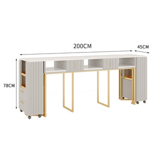 Table de manucure moderne blanche, poste de travail individuel pour salon avec cadre métallique et tiroir de rangement - Product Image 6