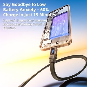 带数字显示C型接口5A快速充电耐用指示器的优质硅树脂电缆，适用于打印机旅行办公室家庭 - Product Image 3