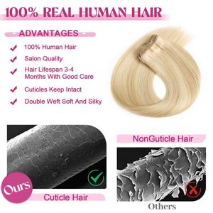Extensions de cheveux humains vierges Remy 100% à clipser, cheveux européens, lisses, droits, qualité luxueuse, doux, brillants, sans perte de cheveux - Product Image 4