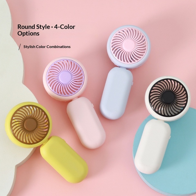 Simple Two-tone Design Powerful Cooling Handheld Mini Fan Portable Summer Travel USB Rechargeable Built-in Battery Long Battery