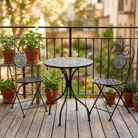 Ensemble de bistrot en mosaïque noire en fer pour la décoration extérieure de la maison, pour le patio, le jardin, les meubles