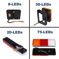 Feu arrière combiné rectangulaire à 75 LED, 3 sections ambre/rouge/blanc, pour feux stop, clignotants et marche arrière, pour semi-remorque