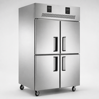 Réfrigérateur vertical commercial à double température haute efficacité en acier inoxydable, capacité 500L, 2/4 portes, numérique