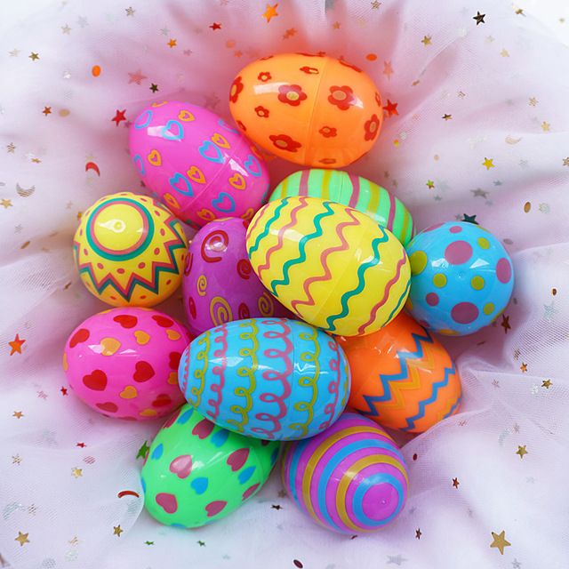 36pc Pack Plastic Easter Color Eggs Decorations 6*4.2cm for Kids
