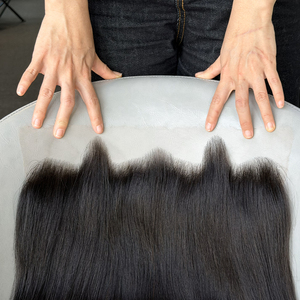 Cabello Humano Virgen de Primera Calidad con Frente de Encaje Transparente 13x4, Color Negro Natural, 8-22 Pulgadas - Product Image 4