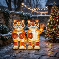Ensemble de lanternes d'animaux extra-larges imperméables pour l'extérieur, lumières LED - Design de dessin animé tigre girafe, pour la remise des diplômes, le Nouvel An chinois, Noël