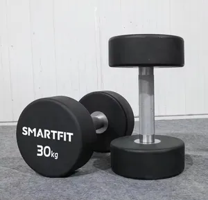 SMARTFIT spor kg lbs için özel PU üretan yuvarlak dumbbells set