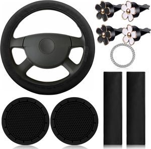 Accesorios de Decoración para Interiores de Automóviles, Juego de 10 Piezas, Color Rosa Femenino, Almohadilla para Cinturón de Seguridad, Alfombrilla para Portavasos, Perfume con Forma de Flor, Funda para <span class=keywords><strong>Volante</strong></span> - Product Image 6