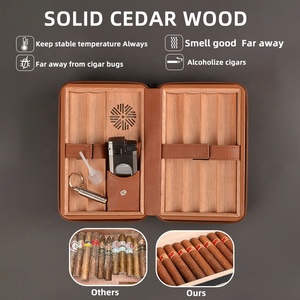Wholesale PU Leather Bag <b>Humidor</b> <b>Cigar</b> Pouch Box for 6 Finger <b>Cigar</b> <b>case</b> Leather Travel <b>Cigar</b> <b>Humidor</b> <b>Case</b> - Product Image 5