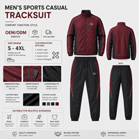 Survêtement Homme Personnalisé avec Logo OEM, Veste Zippée Bordeaux et Noir, Pantalon Jogger Colorblock avec Passepoil Blanc – Fournisseur en Gros pour Marques