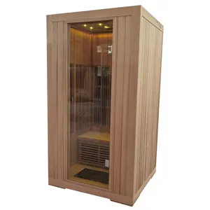 Canadian 2 Person Hemlock Red Cedar Outdoor Traditional Wooden Cube Steam Sauna Room